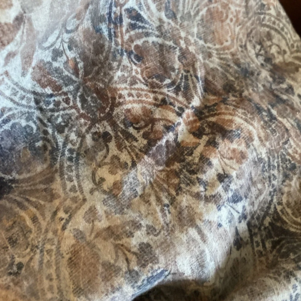 FRONTGATE Queen Duvet Persian Rug Design‎ Tan Blue Brown distressed EUC
